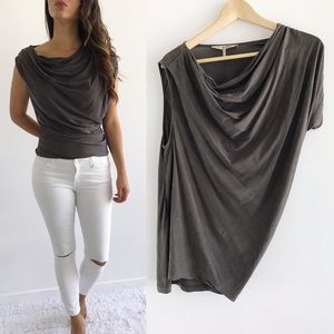 Halston Heritage Draped Gray Blouse